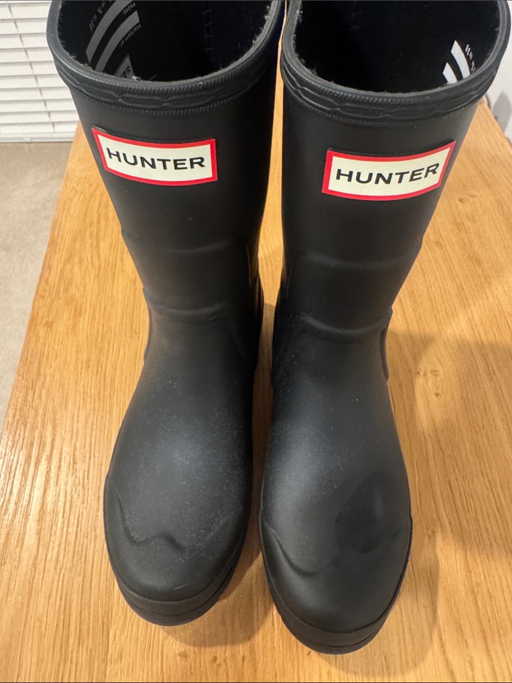 Hunter Womens Black Rubber Rain Boots with Logo
